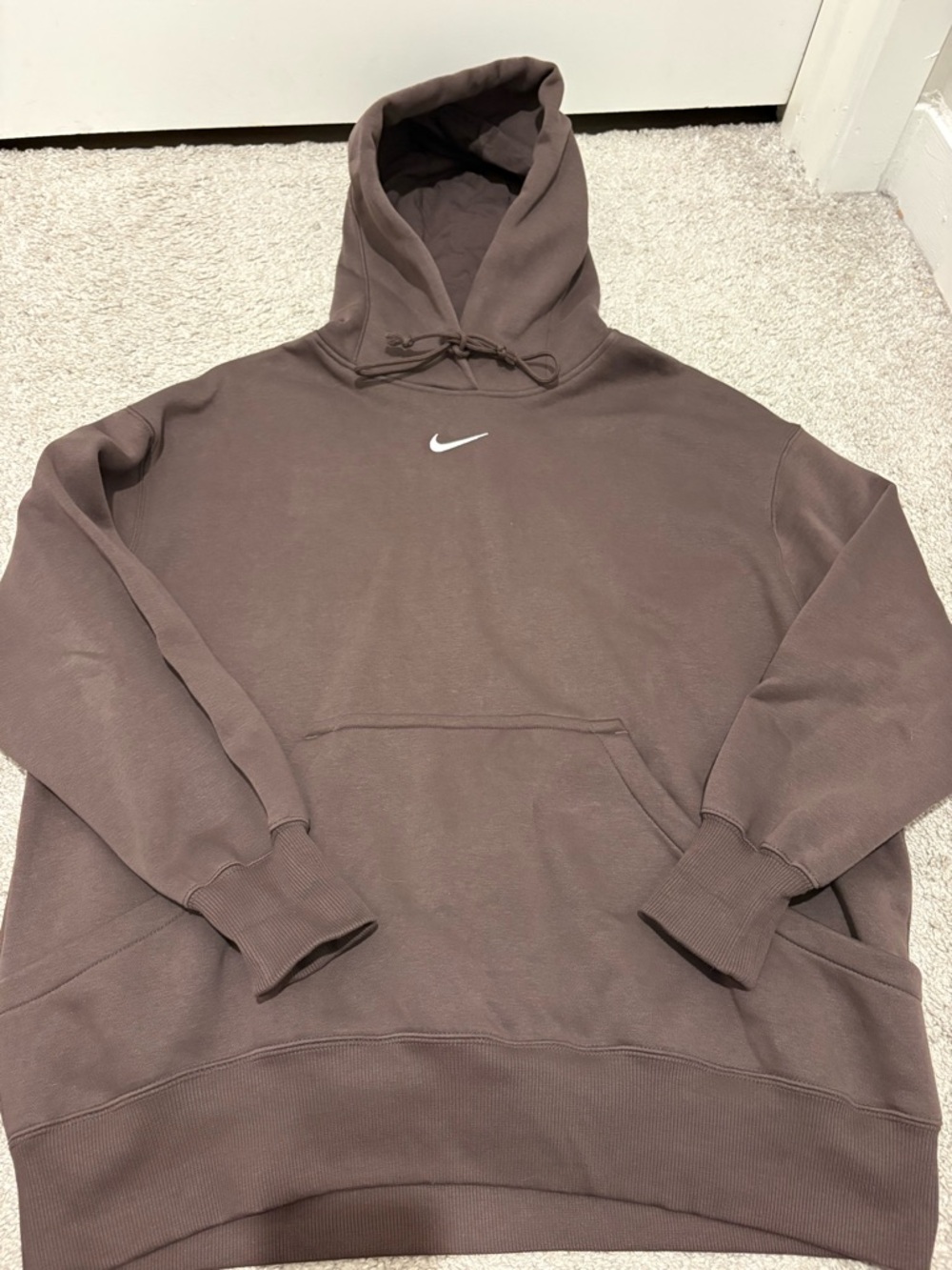 Nike Brown Pullover Hoodie with White Swoosh
